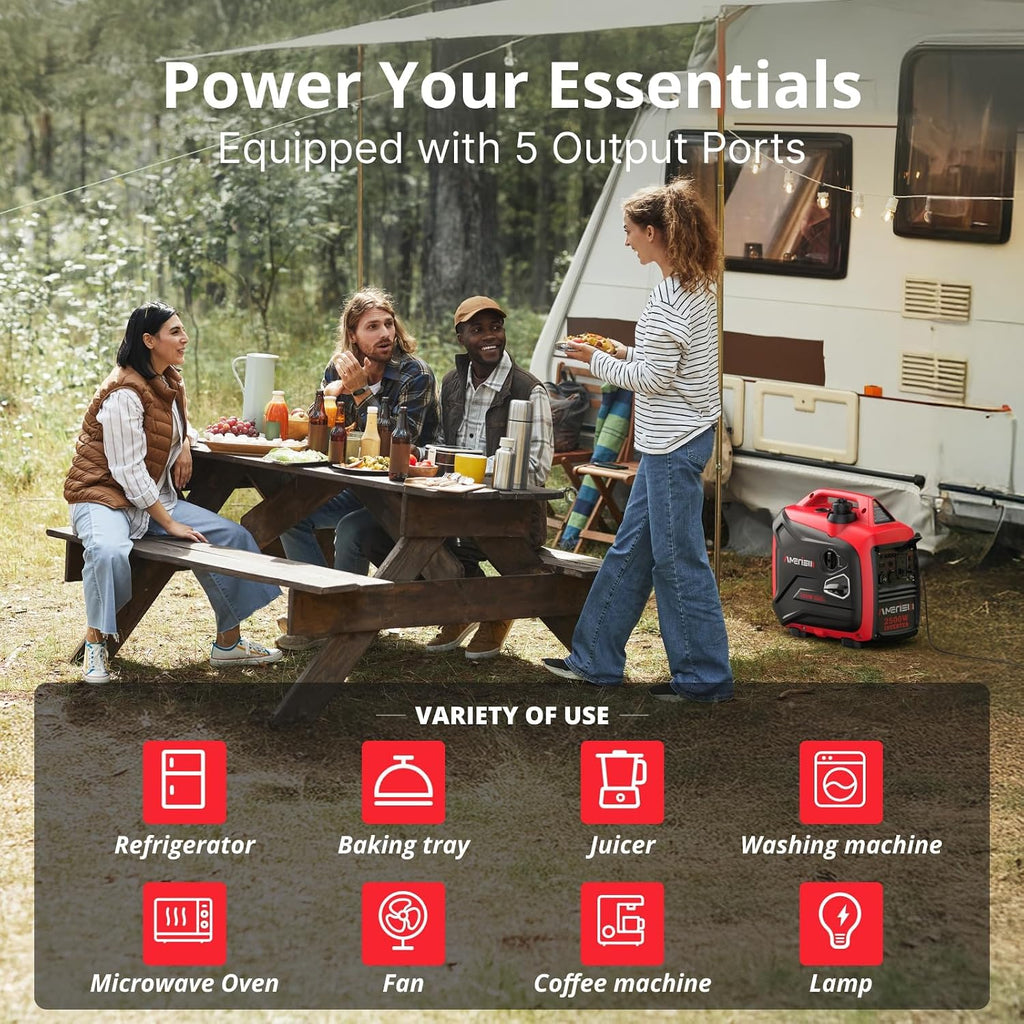 AMERISUN 2500W Portable Inverter Generator with Quiet Technology, Small Generator for Camping, Home Emergency, EPA Compliant 2025 Version