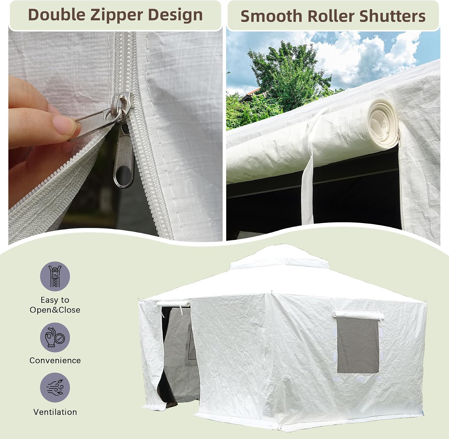Domi 10' x10' Winter Gazebo Cover for Hardtop Gazebos, Universal Gazebo Cover with Sidewalls and Mesh Windows, All Season Waterproof Enclosed Cover for Outdoor, White