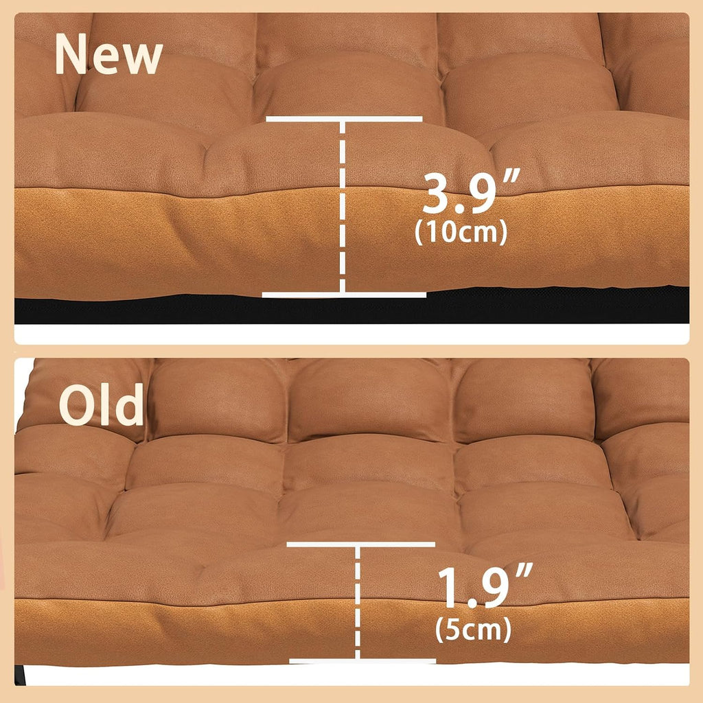 Oversized Indoor Rocking Chair, Plush Papasan Chair with Comfy Padded Cushions & Side Pocket, for Patio Garden, Porch, Lounge, Outdoor, Orange