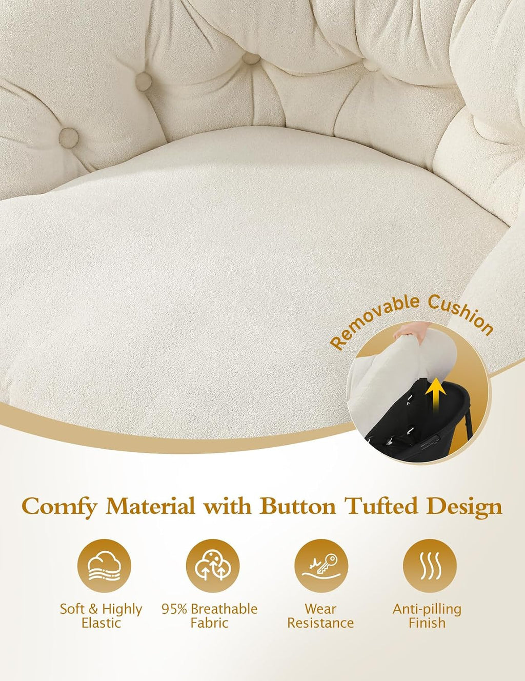 Kidirect Wide Rocking Chair Nursery, Comfy Saucer Nursery Rocking Chairs with Removable Cushion, Indoor Papasan Nursing Chair for Breastfeeding, Mecedora Para Adultos for Living Room & Bedroom (Cream)