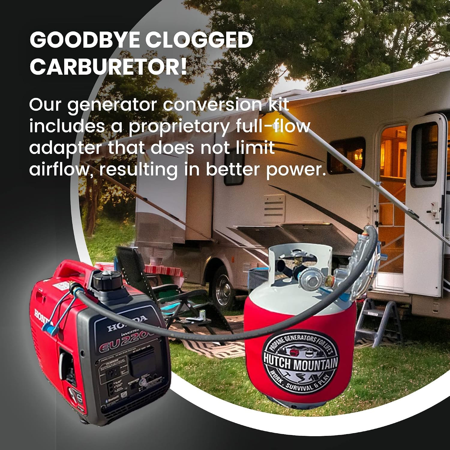 Hutch Mountain Generator Propane Conversion Kit Honda EU3000is- Dual-Fuel Conversion for Propane & Gasoline - Portable Generator Backup Kit for Home Emergencies, Camping, and RVs