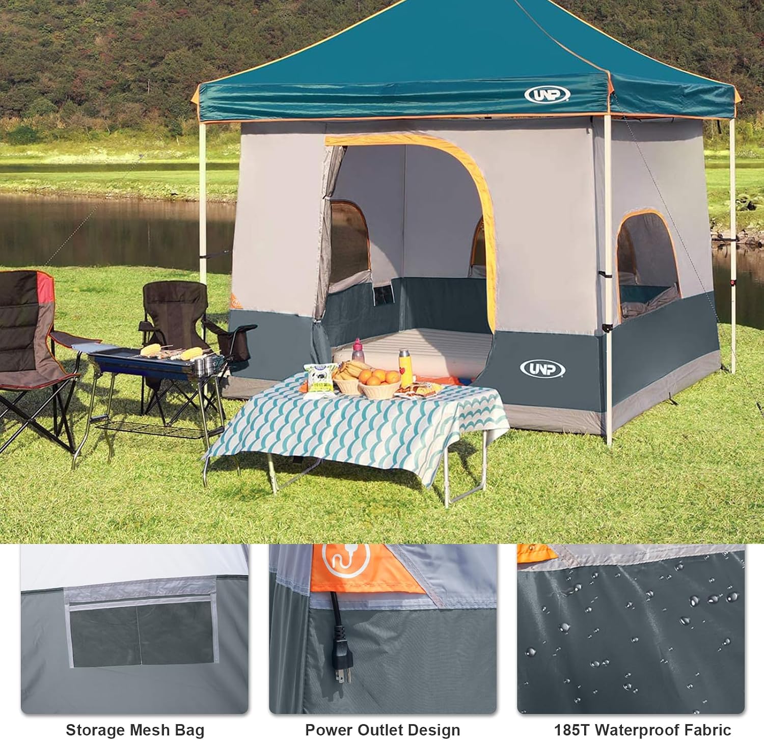 UNP Canopy Inner Tent, Camping Cube Tents for Pop Up Camping Canopy Tent, Compatible with 10' Wide Canopies Tents (No Top & Frame) (Gray)
