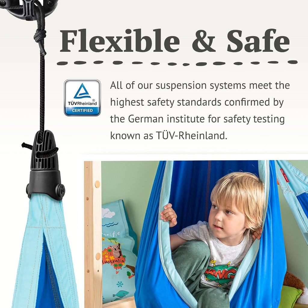La Siesta® Joki Air Hanging Nest Sensory Swing for Kids - Weather-Resistant Outdoor Indoor Swing for Kids, Hammock Chair Pod Swing Ages 3-12 - Dolphy