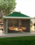 KYBOLT 12x12 Pop Up Gazebo Instant Canopy Tent with Netting 4 Stanbags Outdoor Shelter for Lawn, Garden, Backyard, Deck (Olive Green + Taupe)