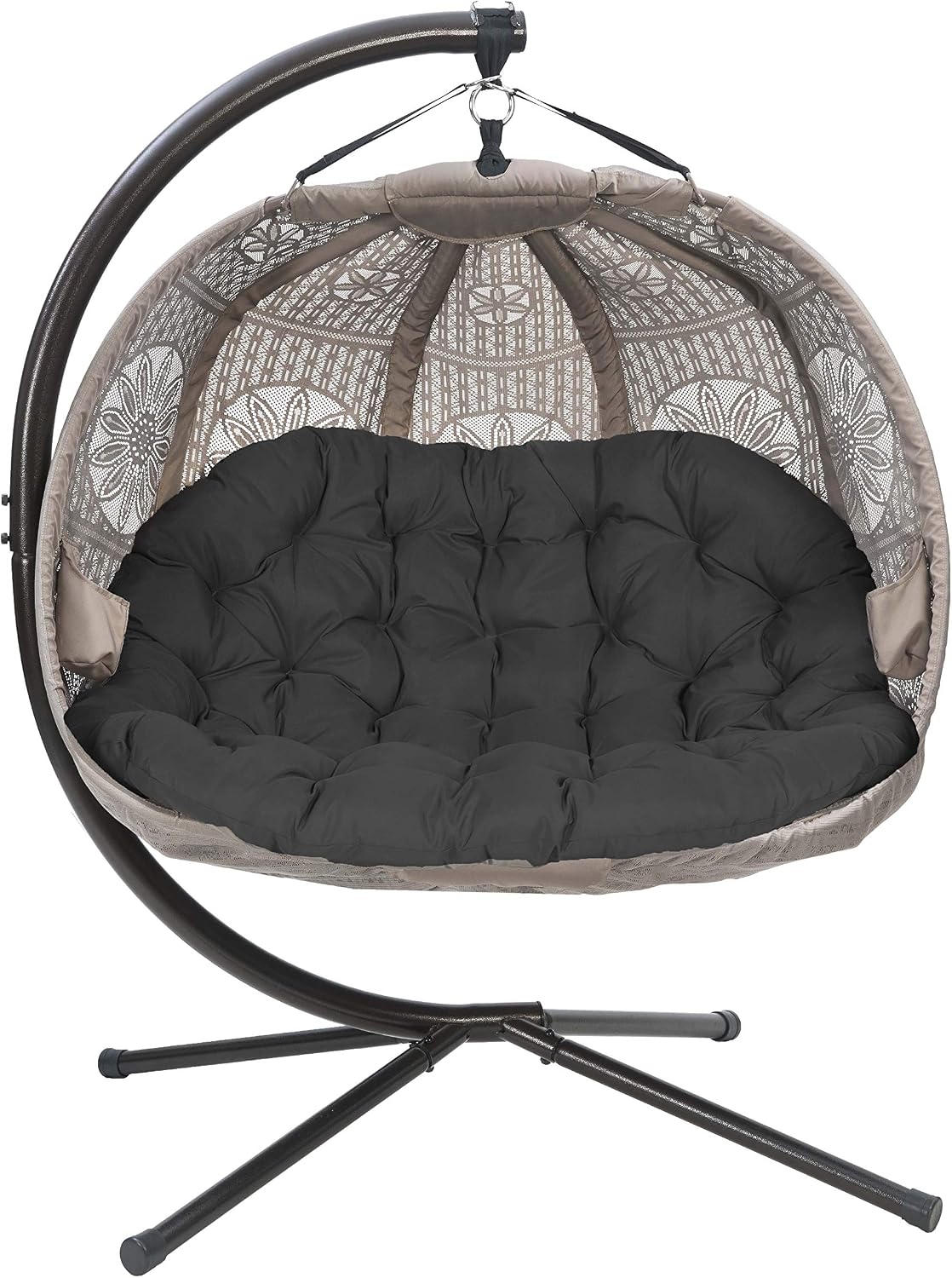 FlowerHouse Hanging Pumpkin Patio Chair - Dreamcatcher Black Cushion