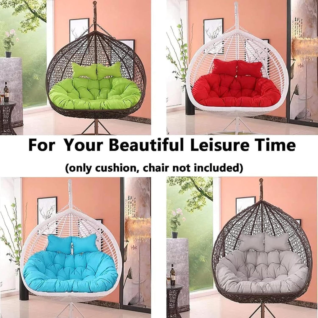 2 Person Egg Chair Cushion Replacement Double Hanging Rattan Chair Cushion Hanging Rocking Chair with 2 Adjustable Headrests Hanging Mattress for Patio Garden Furniture(B)