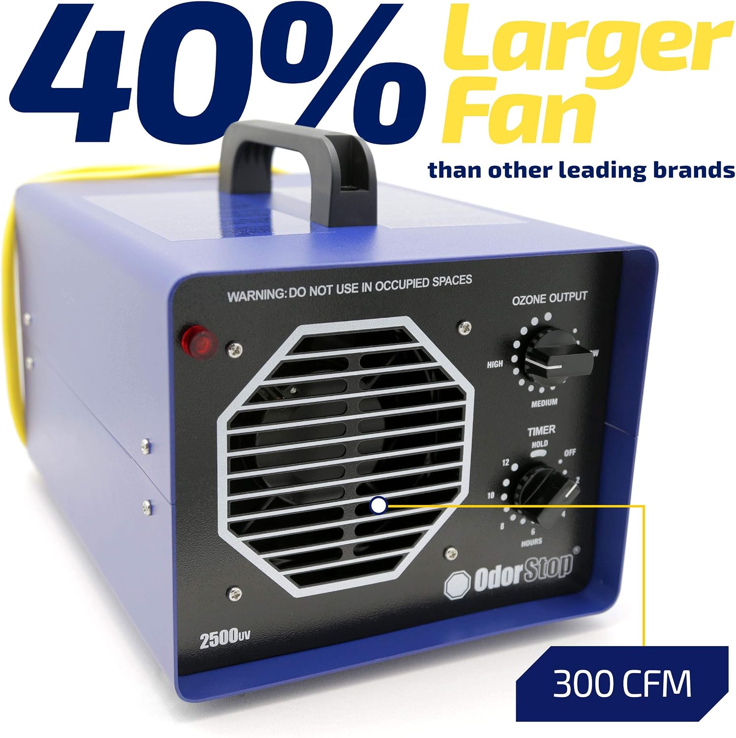 OdorStop OS2500UV2 Professional Grade Ozone Generator/UV Air Purifier for Areas of 2500 Square Feet+, For Deodorizing and Purifying Medium Occupied Spaces Such as Garages and Basements