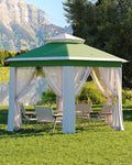 GarveeLife Pop Up Gazebo 13x13, 6 Side Outside Canopy Tent with Mosquito Netting, One Push Setup for Backyard Patio Garden Activities - Green