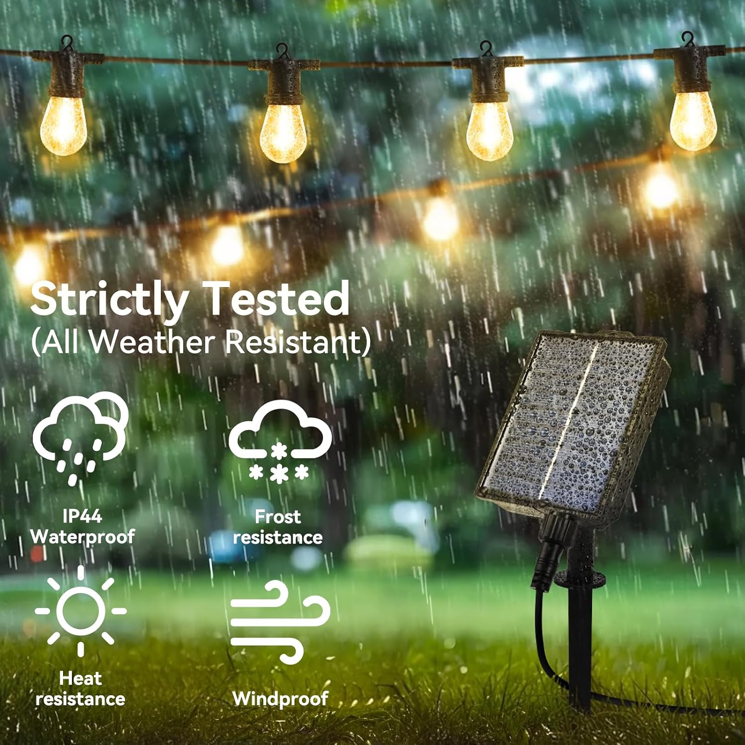 Aoxun 72FT LED Outdoor String Lights with 26 Edison Shatterproof Bulbs(2 Spare), Waterproof Hanging Lights for Gazebo, Porch, Deck, Garden, Backyard