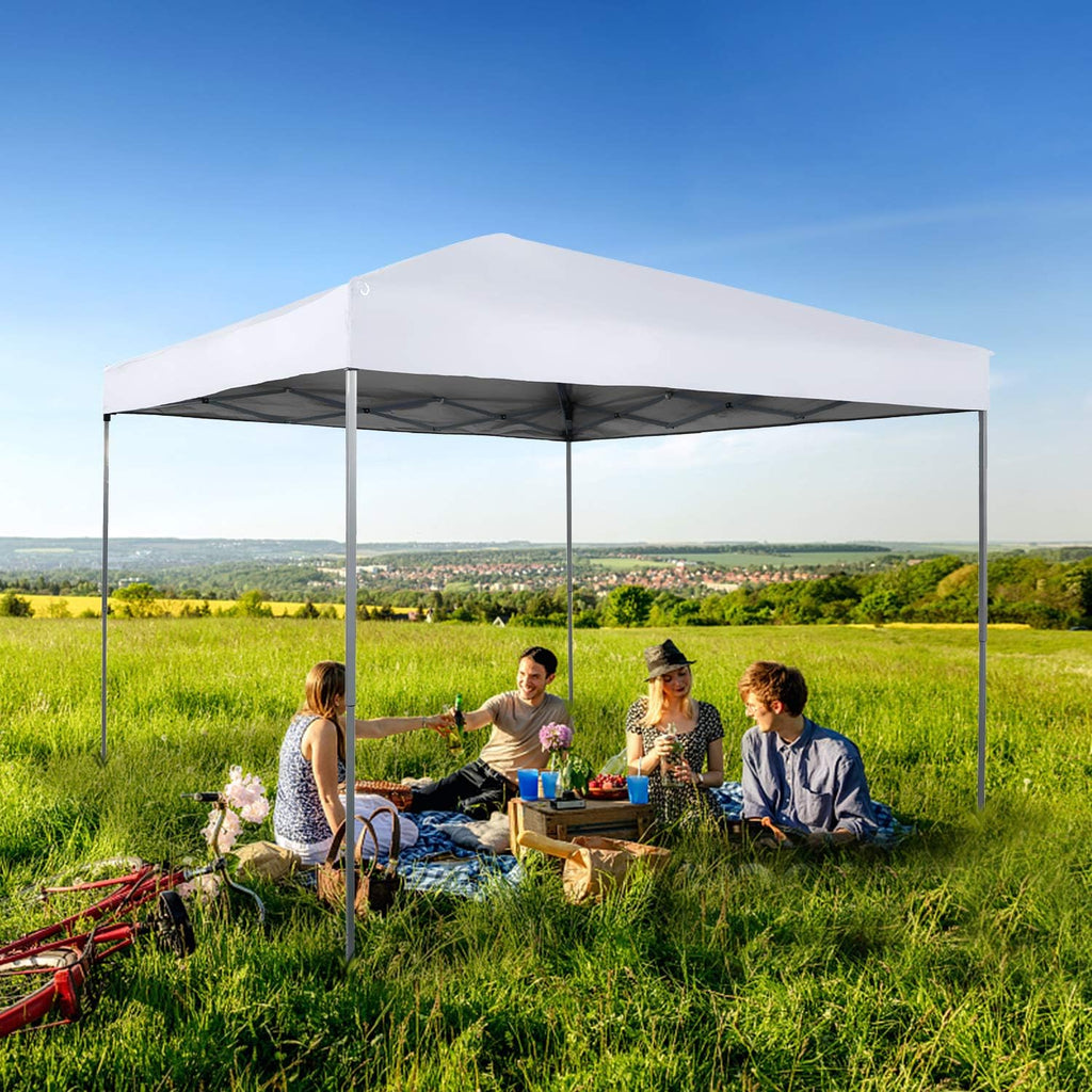 MFSTUDIO 10x10 Pop Up Canopy Tent, Gazebo Shelter Sun Shade Canopies Waterproof Patio Portable Popup Tents for Beach,Parties,Camping,100 Sq,White