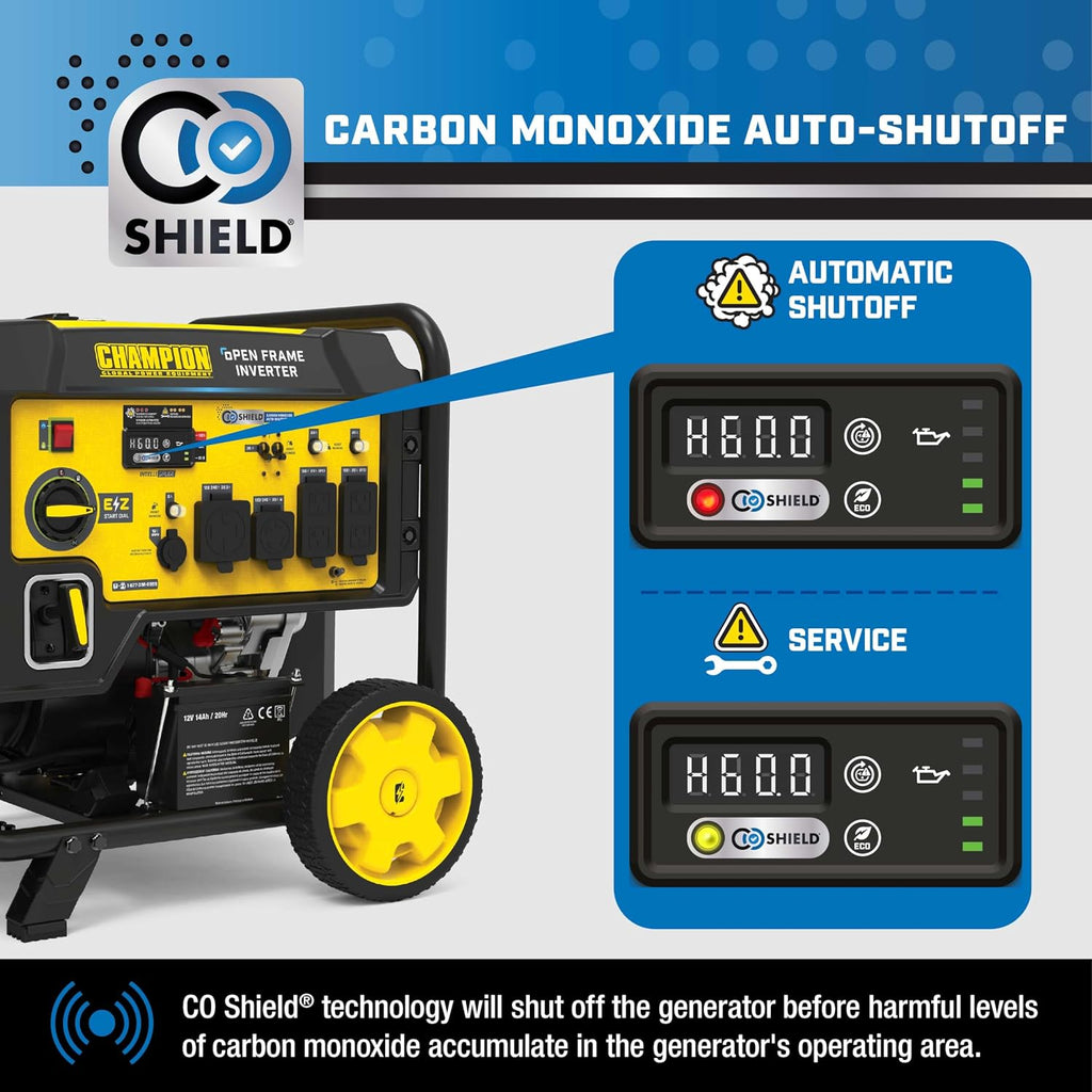 Champion Power Equipment 10,000-Watt Electric Start Home Backup Portable Open Frame Inverter Generator with Quiet Technology and CO Shield