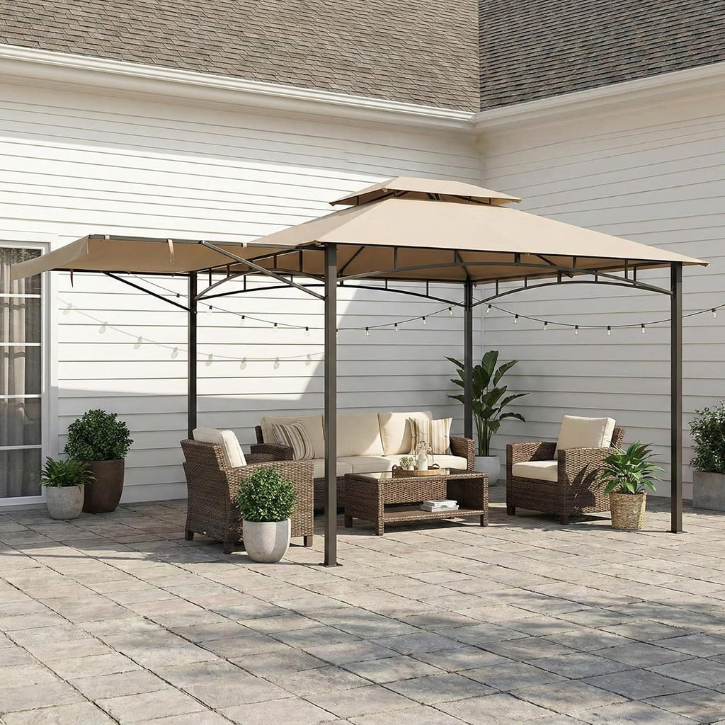 Garden Winds Reinforced RipLock 350 Replacement Canopy Top Cover Compatible with Casual Way Awning 10'x 12' Gazebo Model 8633934 - Beige