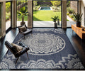 CAMILSON Outdoor Rug 9x12 Modern Area Rugs for Large Indoor and Outdoor Patios and Porches - Waterproof Washable Non-Shedding, Easy-to-Clean Outside Carpet (9 x 12, Medallion - Blue/White)