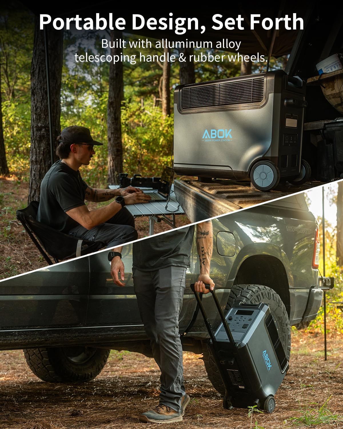 ABOK Ark3600 Portable Power Station, 3840Wh LiFePO4 Solar Generator with 800W (2x400W) Solar Panels, 3600W Output, Expandable to 11520Wh, UPS, App, Fast AC + Solar Charge, for Home, Camping & RVs