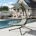Hanging Chaise Lounge Swing Chair, Hanging Curved Chaise Lounge Chair Umbrella, Curved Steel Hammock Lounger Chairs for Outdoor Indoor Patio Pool Garden Backyard Porch