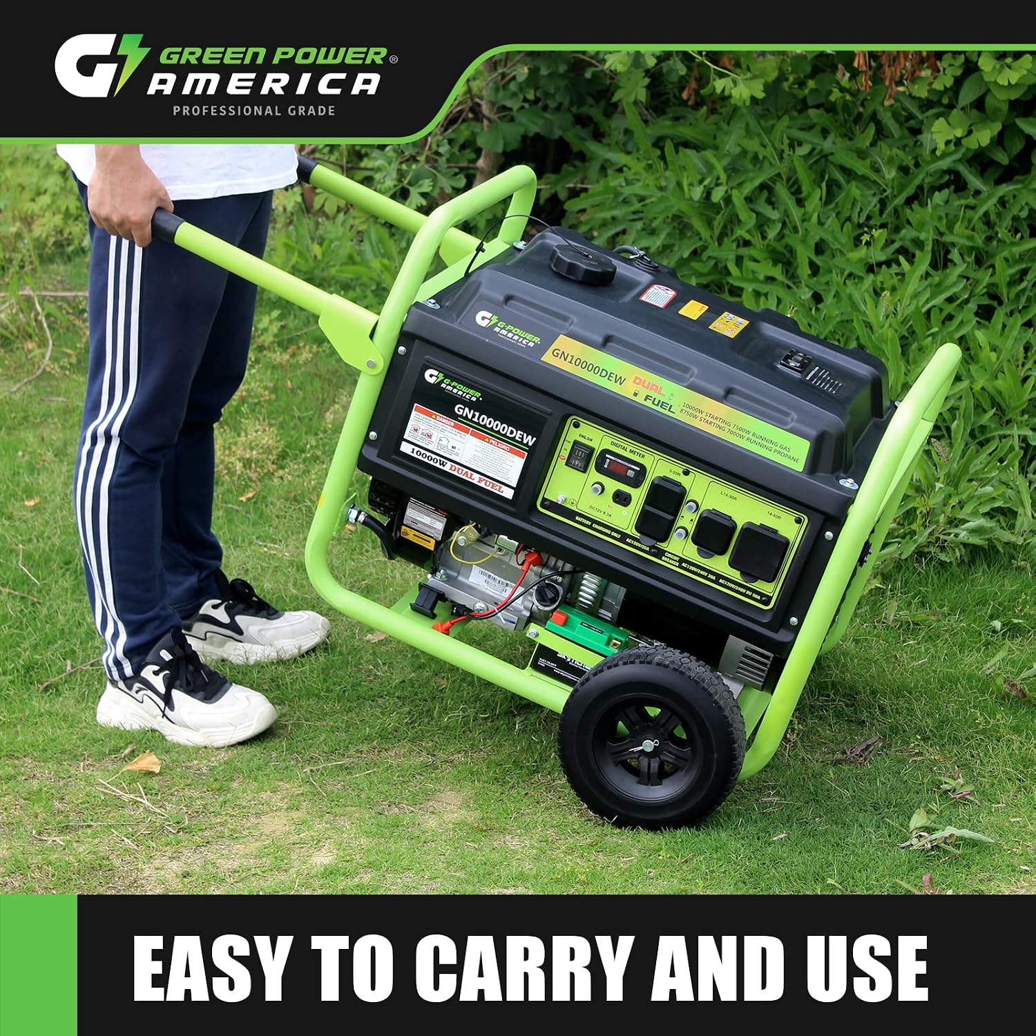 Green-Power America 10000 Watt Dual Fuel Portable Generator, Gas/Propane Powered, Electric Start, Home Backup & RV Ready