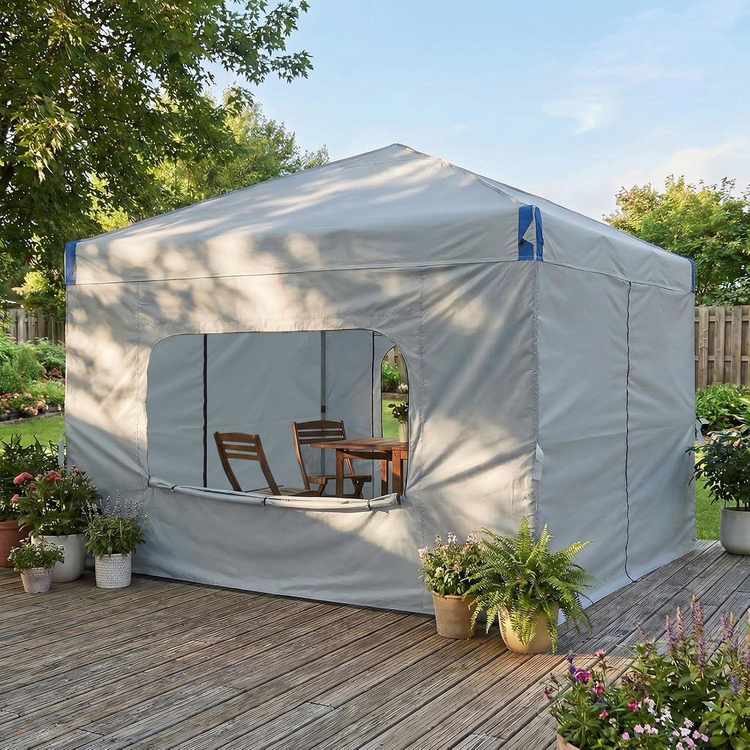 Aoodor 12x12 FT Pop-Up Canopy Tent with Roller Bag and Curtain - Portable Instant Shade, Sturdy Iron Frame, Water-Resistant 210D Oxford Fabric, UV Protection, Ideal for Camping and Outdoor Events