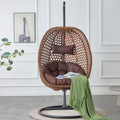 LKTART Egg Swing Chair with Stand Rattan Hanging Egg Chair with Cushions and Pillow Relaxing Chair Foldable Basket & Metal Stand Indoors or Outside