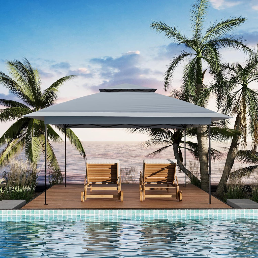 Pop-Up Gazebo, 13 x 13 ft Canopy Tent, Patio Canopy Shelter, Instant Easy Set Up, Waterproof and UV-Resistant Proof, 4 Mosquito Mesh Nettings, Adjustable Height, Wheeled Carring Bag, Backyard Gazebos