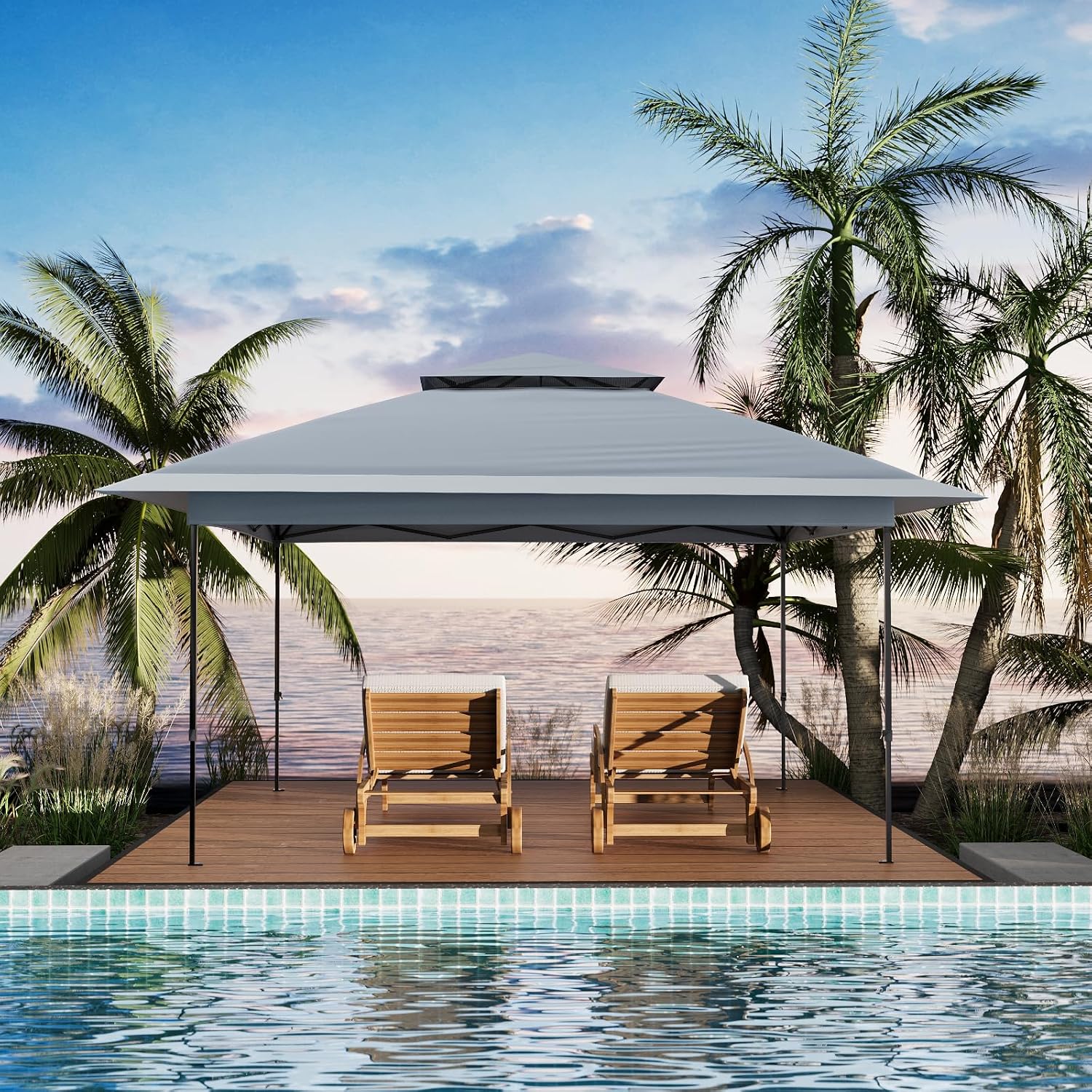 Pop-Up Gazebo, 13 x 13 ft Canopy Tent, Patio Canopy Shelter, Instant Easy Set Up, Waterproof and UV-Resistant Proof, 4 Mosquito Mesh Nettings, Adjustable Height, Wheeled Carring Bag, Backyard Gazebos