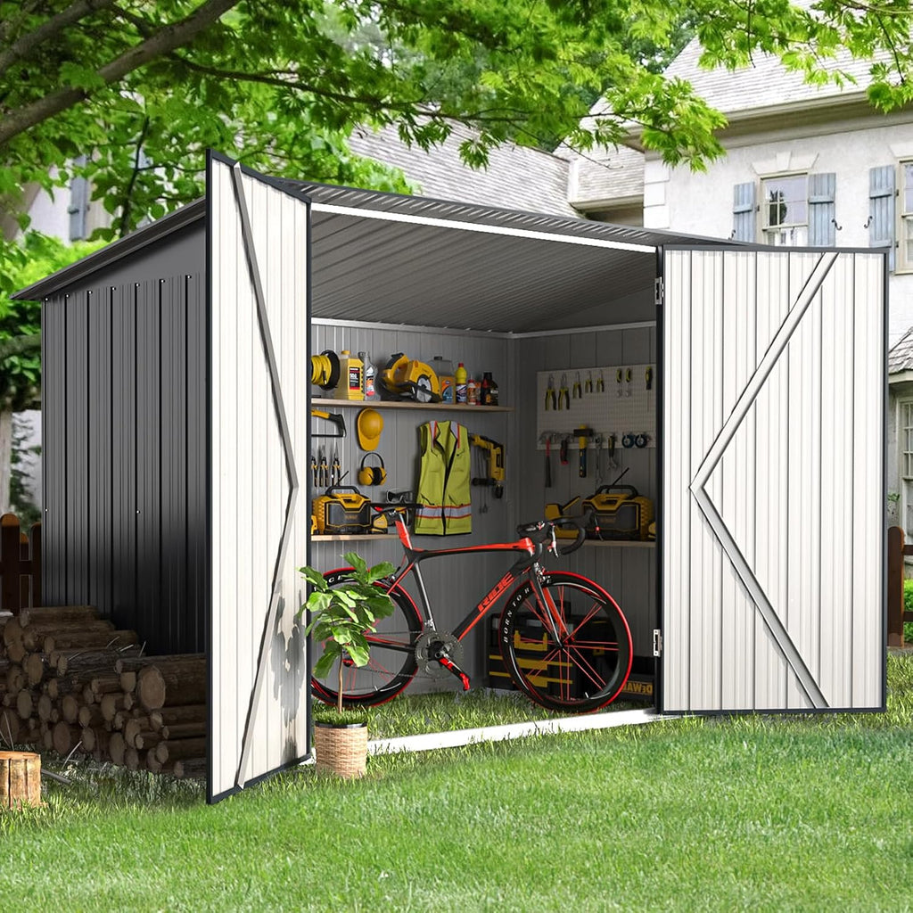 AECOJOY 3'x6' Outdoor Storage Bike Shed, Small Metal Garden Outdoor Storage Cabinet Sheds & Outdoor Storage Clearance, Lean to Tool Garden Shed for Outside