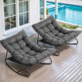 NOBLEMOOD Oversized Rocking Chairs Set of 2, Outdoor & Indoor Papasan Rocking Chair with Thick Cushions, Metal Rocker Chair Set for Living Room, Patio, Porch, Garden, Backyard