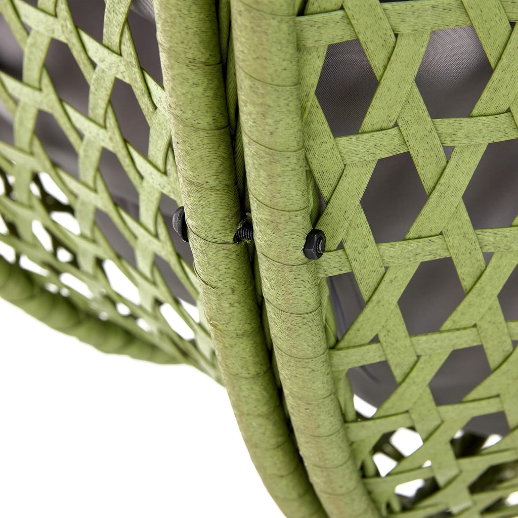 Hanging Egg Chair with Stand & Cushions, Outdoor and Indoor Hammock Rattan Swing Chair 350 lbs Capacity with Aluminum Steel Frame for Patio, Balcony, Backyard and Living Spaces (Green)