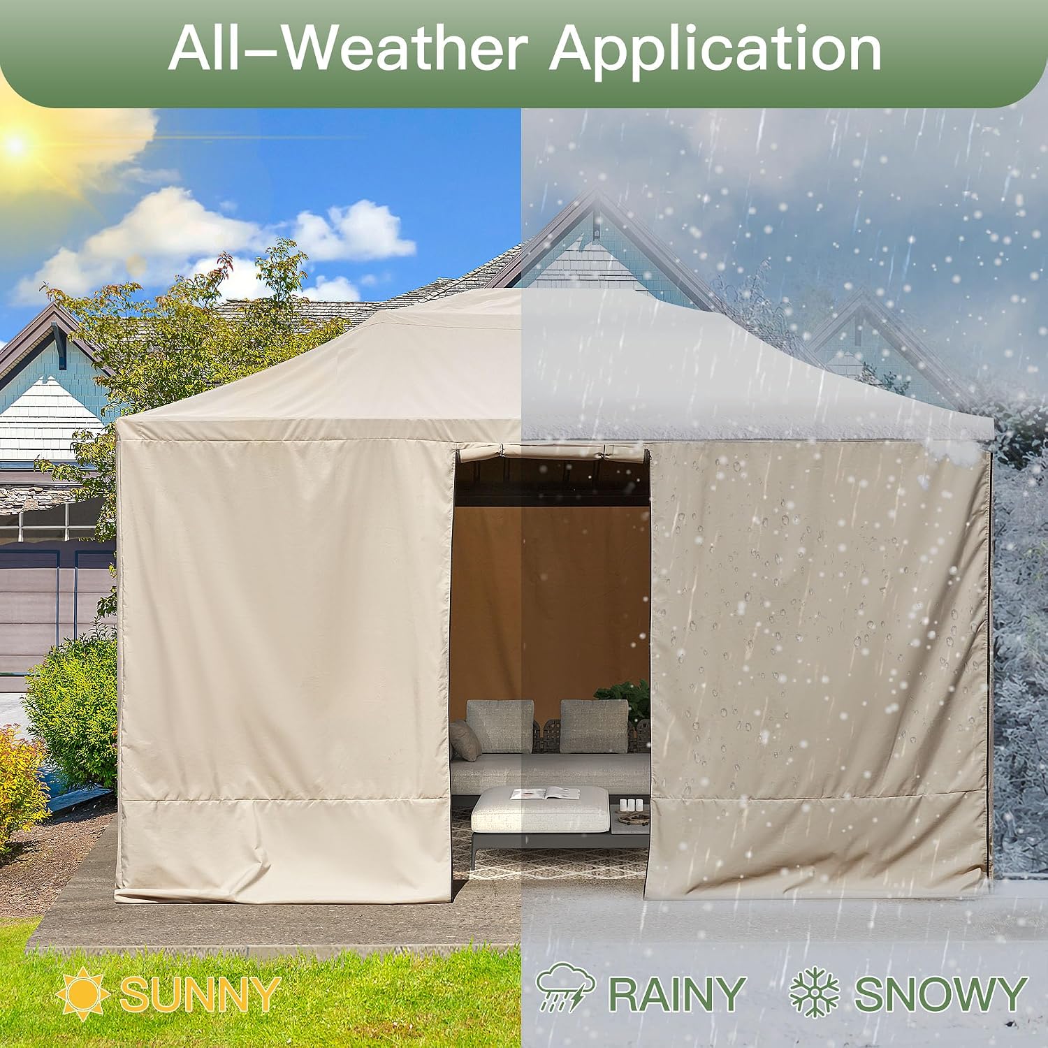 YOLENY Winter Cover for 1012 Hardtop Gazebo, All-Season Gazebo Accessory, Transform for Winter with Mesh Screens and Doors and Windows