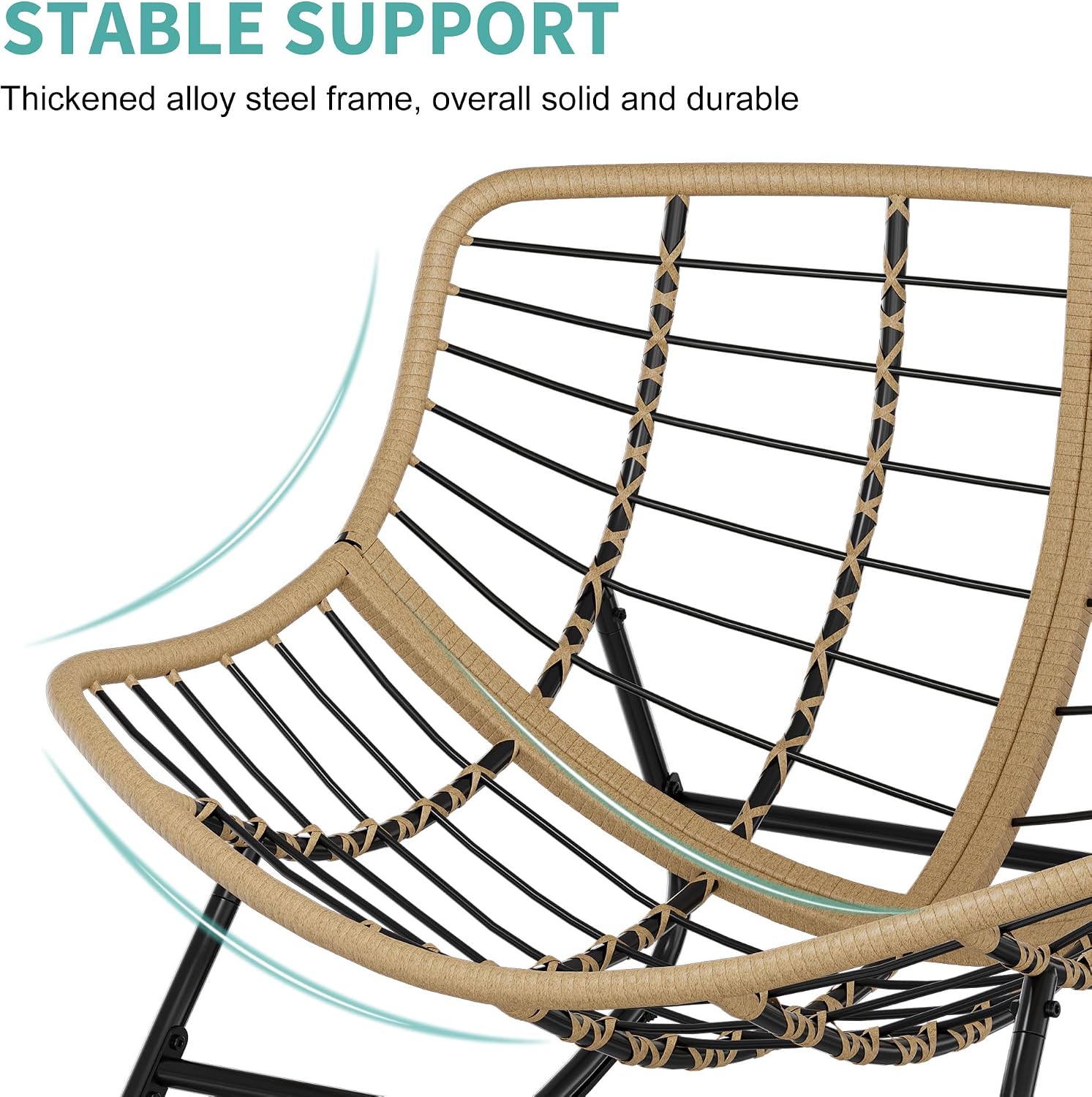 Fancyango Oversized Egg Rocking Chair for Indoor/Outdoor – All-Weather Wicker Rattan Lounge Chair with Cushion, Patio Rocker for Porch, Garden, or Balcony (Dark Grey1, 37.8' D x 36.6' W x 33' H)