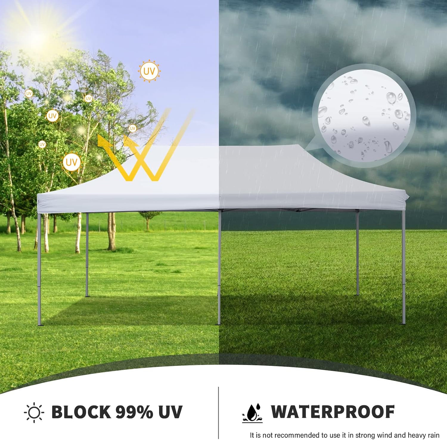 10x20 ft Pop up Canopy Tent, Wonlink Folding Heavy Duty Height Adjustable Shelter Gazebos with Wheeled Bag