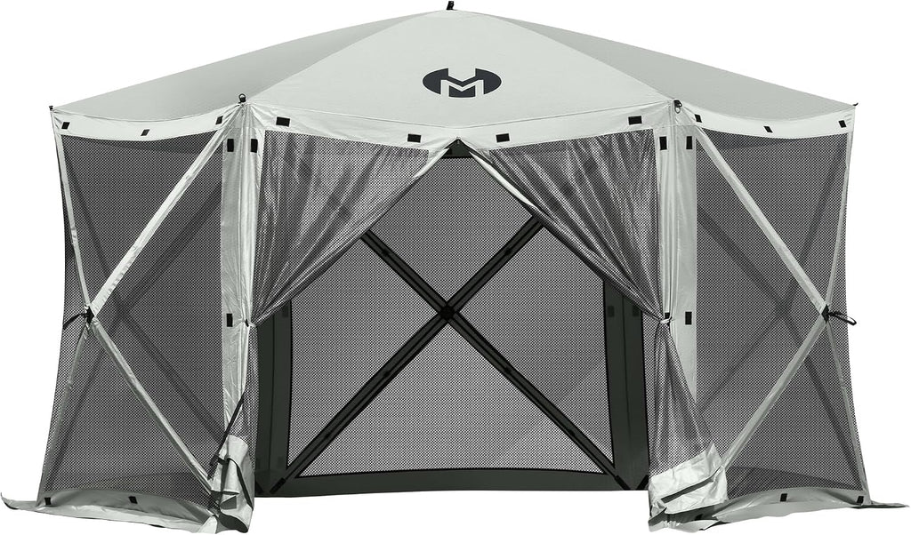 Exacme Portable Gazebo Pop up Tent for Camping, Outdoor Four Sides Pop-up Clam Screen Tent with Canopy Shelter, 1024 (6PC, Silver Grey)