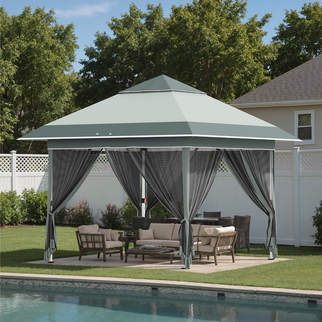 Devoko 12x12 Pop Up Gazebo Canopy Tent with Double Roof – Instant Shelter for Backyard, Garden, Party, Patio, Lawn – Portable Vented Outdoor Shade (Deep Gray)