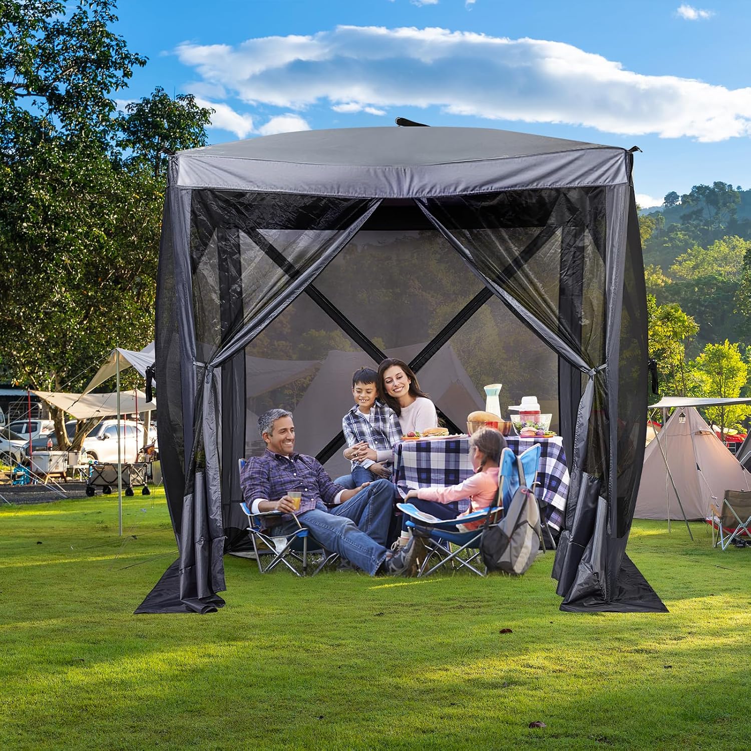 Outvita 7x7ft Instant Pop-Up Screen Tent - Outdoor Gazebo Canopy with Mosquito Netting & Carrying Bag - Versatile Pavilion Tent for Patios and Events