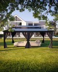 GAOMON Hardtop Gazebo 12'x20', with Double Polycarbonate Roof, Aluminum Alloy Frame, Net, and Curtain, Permanent Building of Backyard Luxury, for Patio, Deck, Backyard, Lawn, and Garden, Gray