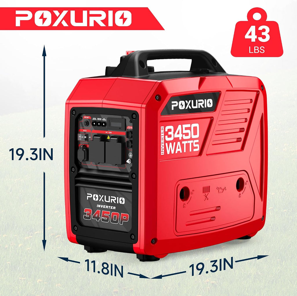 3450-Watt Portable Inverter Generator for Camping & RV, 1.6 Gallon Gas Tank for 8.3 Hours Use, 120V Gas Powered Generator Ultra-Quiet Operation, EPA Compliant