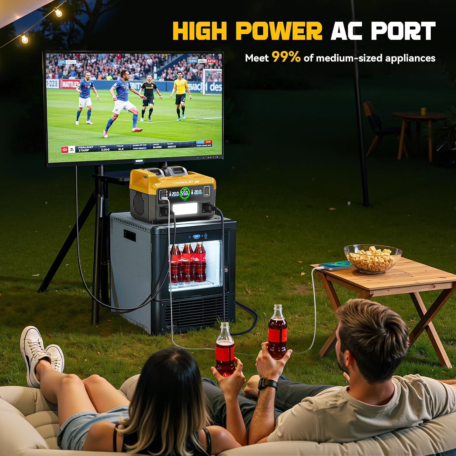 LIVOWALNY 550W Power Inverter Compatible with DeWALT 20V Battery, DC 20V to AC 110-120V Pure Sine Wave Power Station with 2 AC Outlets, 2 USB-A & 1 Type-C, for Camping Power Outage (No Battery)