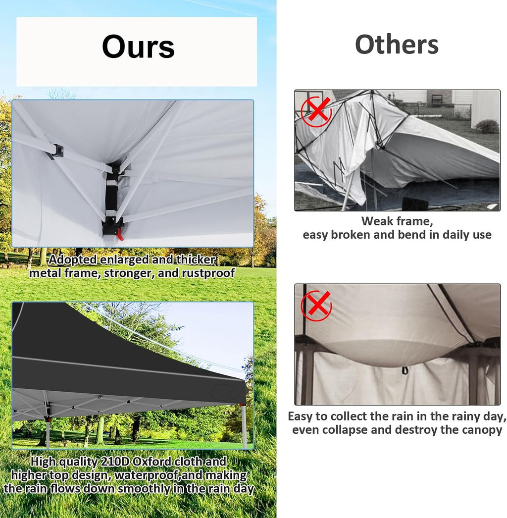 COBIZI Canopy 10x20 Pop Up Canopy Tent with 6 Sidewalls, Waterproof Commercial Canopy Ez Outdoor Instant Gazebo UV Protection 50+ Event Shelter, Garden Tents for Parties with Sandbags, Black