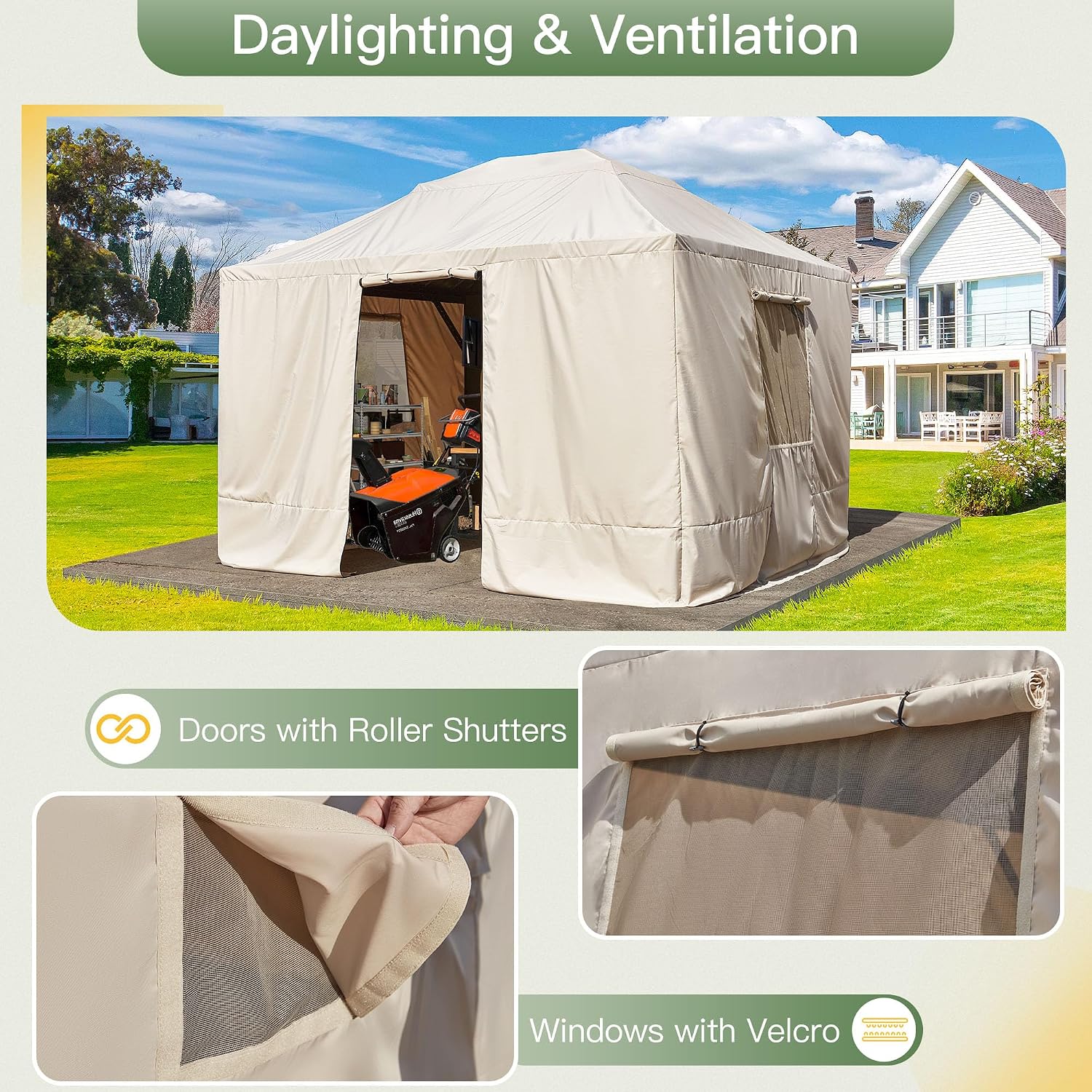 YOLENY Winter Cover for 1012 Hardtop Gazebo, All-Season Gazebo Accessory, Transform for Winter with Mesh Screens and Doors and Windows