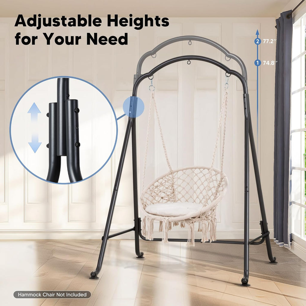 SUNCREAT Hammock Chair Stand, Heavy-Duty Steel Swing Stand, 400lbs Capacity, Multi-Use Hanging Chair Stand for Outdoor Indoor, Hammock Chair not Include, Black