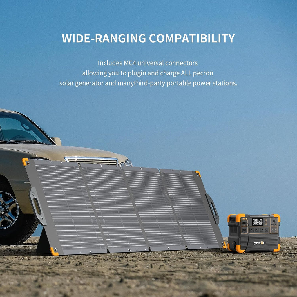 PECRON 300 Watt Solar Panel, Portable Solar Panel for Power Station, High Efficiency Panel Foldable, IP67 Waterproof Power Supply for Camping, RV, Outdoor, Off Grid System