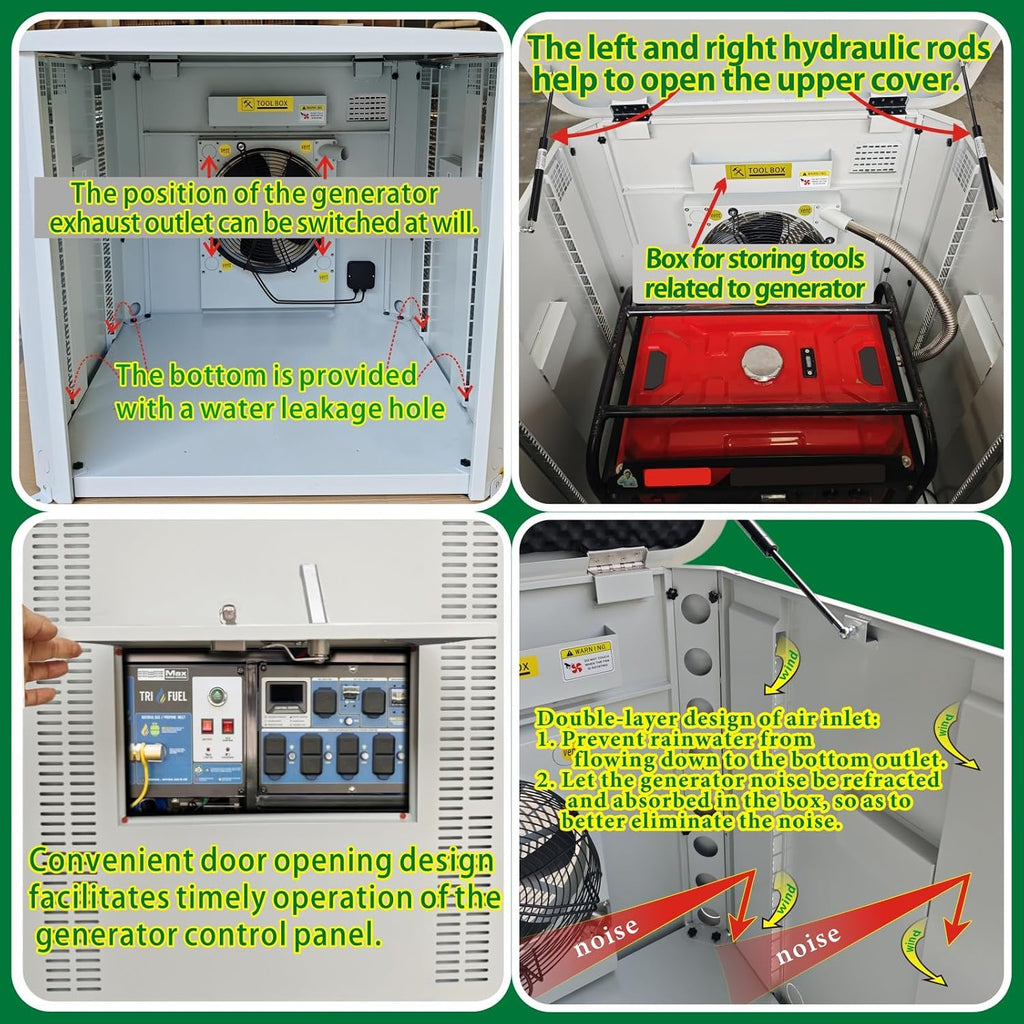 Generator Box, Generator Quiet Box Interior Space: 39.4' x 35' x 35.5'，with Ventilation, Heat Dissipation and Impact Resistance