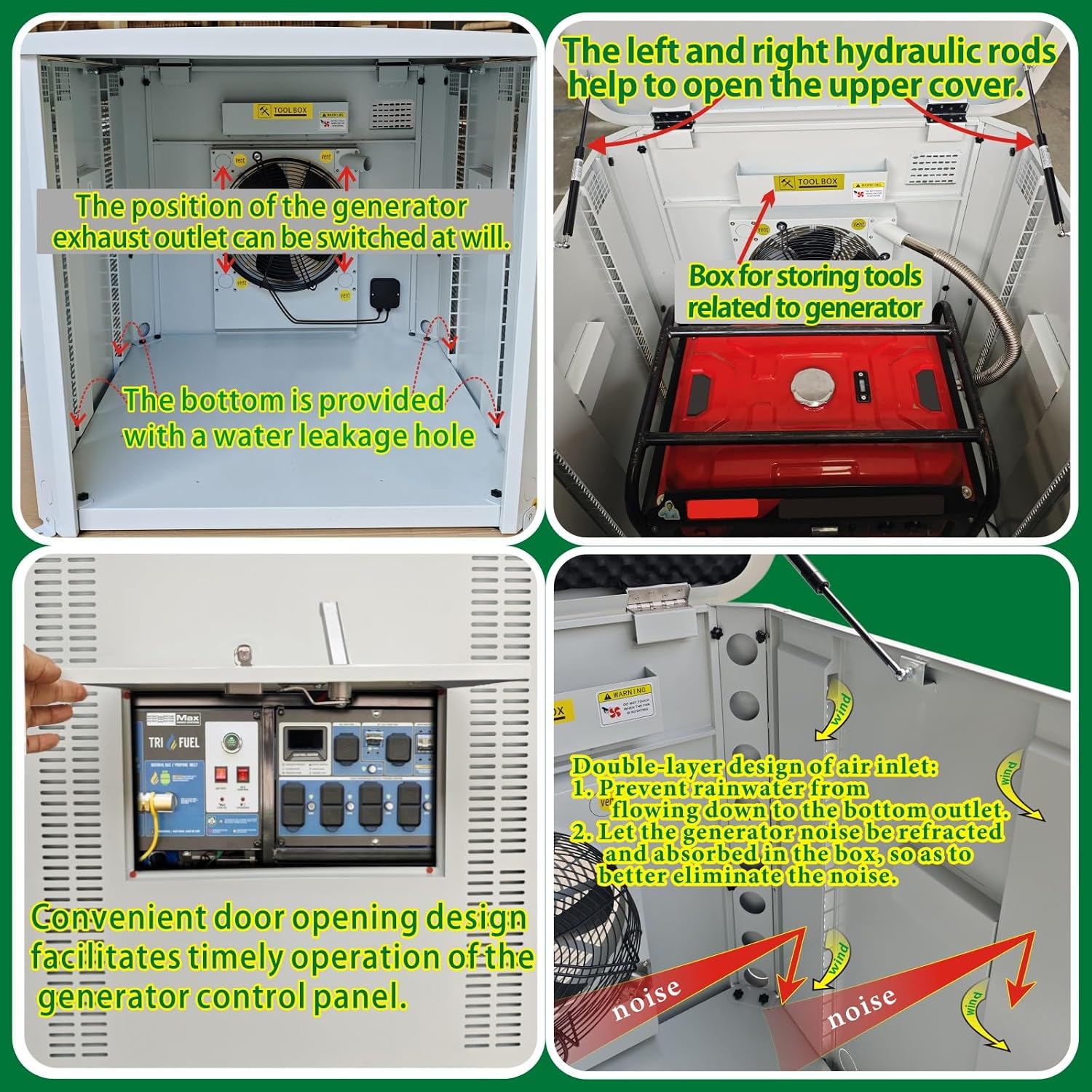 Generator Box, Generator Quiet Box Interior Space: 39.4' x 35' x 35.5'，with Ventilation, Heat Dissipation and Impact Resistance