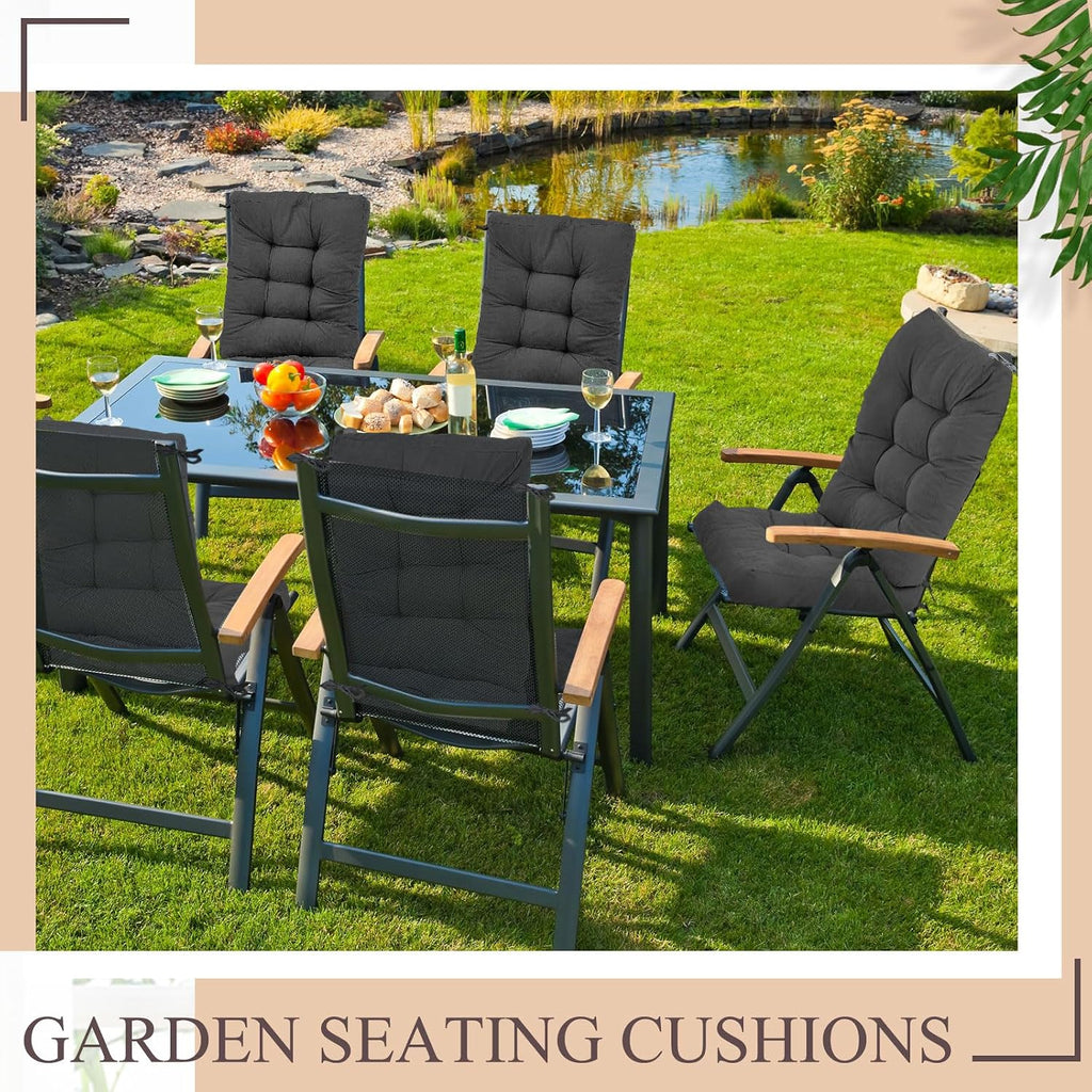 Juexica 4 Sets Outdoor Patio Chair Cushions Seat High Back Tufted Pillow Replacement Rocking Chair Cushions Pads for Patio Summer Seasonal Indoor Home Office (20 x 20 Inch,Dark Gray)