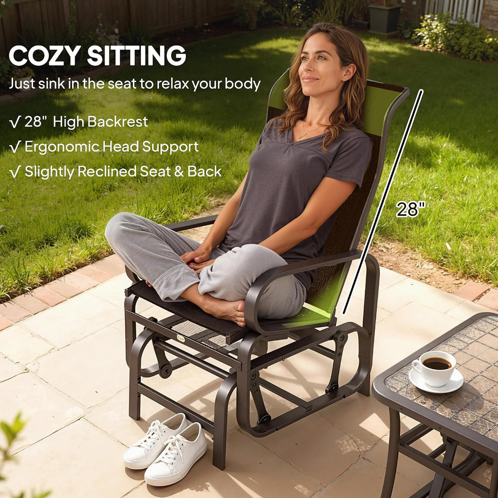 Outsunny Outdoor Glider Chair Set of 2, Gliders for Outside Patio with Smooth Gliding Mechanism and Lightweight Construction for Backyard, Brown