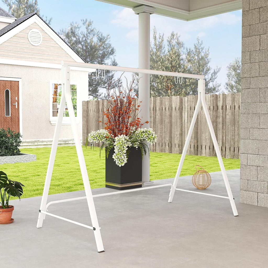 Outsunny Metal Porch Swing Stand, Heavy Duty Swing Frame, Hanging Chair Stand Only, 528 LBS Weight Capacity, for Backyard, Patio, Lawn, Playground, White