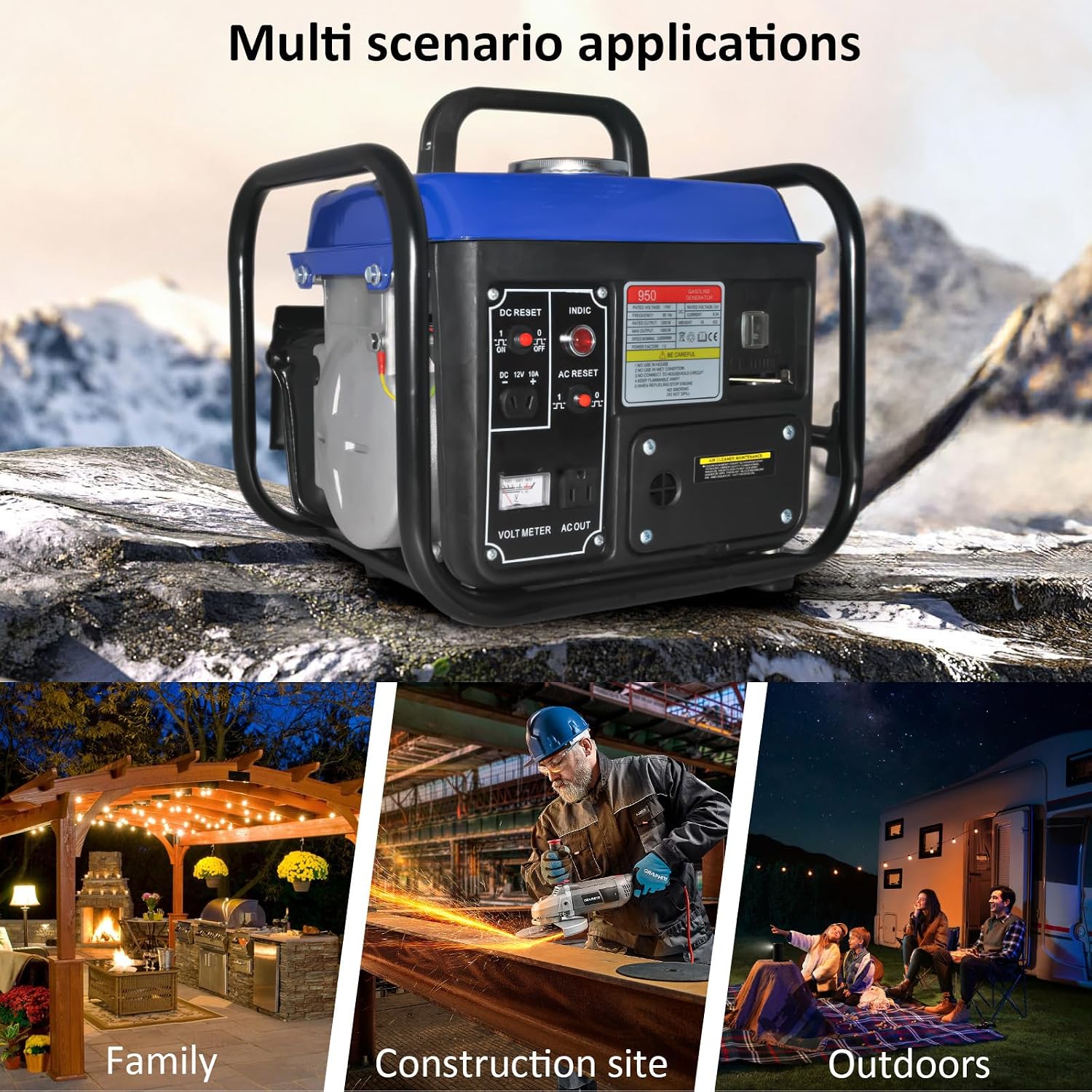 1200W Gas Powered Generator Energy, Small Portable Generator for Home Outdoor Power Equipment Use Camping Ultralight Lightweight, EPA Compliant