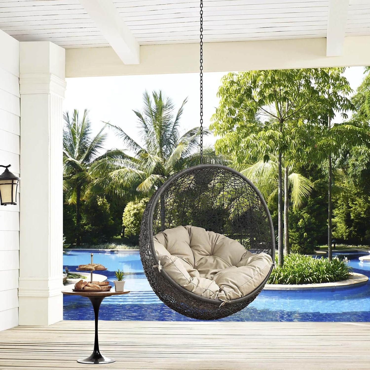 Modway Hide Outdoor Patio Swing Chair Without Stand, Gray Beige