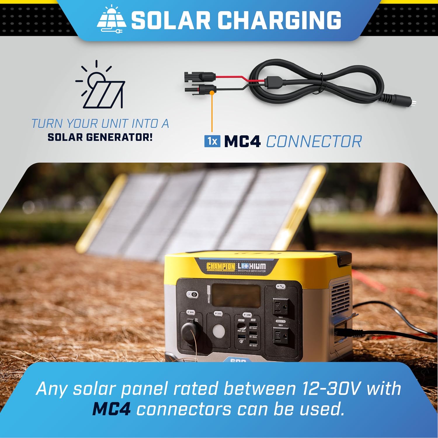 Champion Power Equipment 201189 579-Wh Power Station 1200/600-Watt Portable Lithium-Ion Battery Solar Generator
