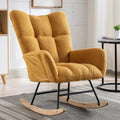 Nursery Rocking Chair Teddy Upholstered Glider Rocker Rocking Accent Chair with High Backrest Armchair Comfy Side Chair for Living Room, Bedroom, Offices (Turmeric)