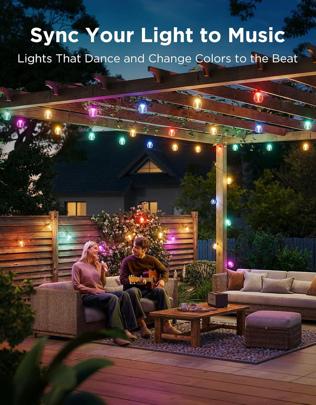 Govee Clear Bulb Outdoor String Lights 144ft, RGBWIC Smart Outdoor Lights with 45 Dimmable LED Bulbs, 111 Scene Modes, IP67 Waterproof & Shatterproof, Works with Alexa, Google & Matter for Patio